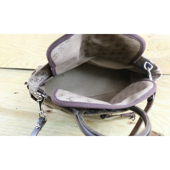 Dooney Bourke Bag Tassel Signature Monogram Brown Tote Vintage Zipper USA - Picture 7 of 14